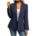 thumbnail image 1 of Hueook Jackets for Women Fashion Solid Button Suit Coat Pocket Long Sleeve Hatless Casual Coat Blouse Navy M, 1 of 7
