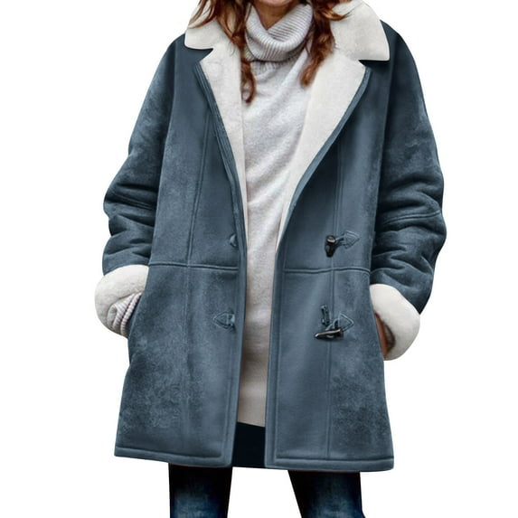 Hueook Jackets for Women Trendy Women Warm Quilted Jackets for Women Long Sleeve Floral Soild Puffer Jacket Coats with Pockets Navy 3X