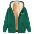 thumbnail image 1 of Hueook Jackets for Women Trendy Women's Fashionable Printed Fleece Hooded Sweatshirt Jacket Army Green 3X, 1 of 4