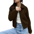 thumbnail image 1 of Hueook Jackets for Women Trendy Womens Fleece Jackets Cropped Zipper Turn Down Collar Coats Fall Casual Trendy Outerwear Coffee L, 1 of 6