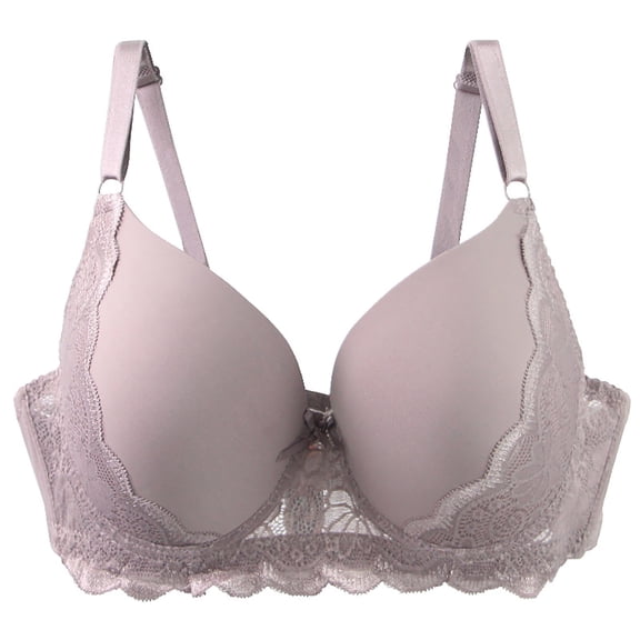 Hueook Jelly Bra Women's Seamless Push Up Lace Sports Bra Comfortable Breathable Base Tops Underwear Khaki 2X