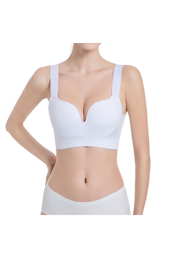 Jelly Bras for Women Fashion Women Solid Color Thin and Light Wireless Soft Support Together Sports Bra White 2X