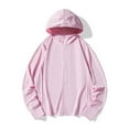 thumbnail image 1 of Hueook Jersey Shirts for Women Cotton Long Sleeve Shirt Women Women's Solid Color Hooded Long-Sleeved Sports Sunscreen Breathable Pink L, 1 of 2