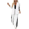 thumbnail image 1 of Hueook Jogger Sets for Women 2 Piece Fashion Women Solid V-Neck Casual Long Sleeve + Long Pant Suit 2PC Set White M, 1 of 7