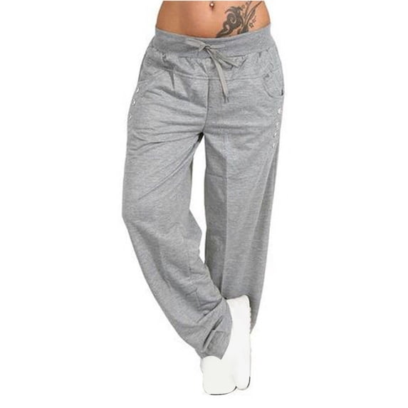 Black and Friday/Cyber .Monday Deals Hueook Leg Pants for Women Plus Size Casual Cotton And Linen Solid Drawstring Elastic Loose Washed Pants With Pokets Botton Trousers