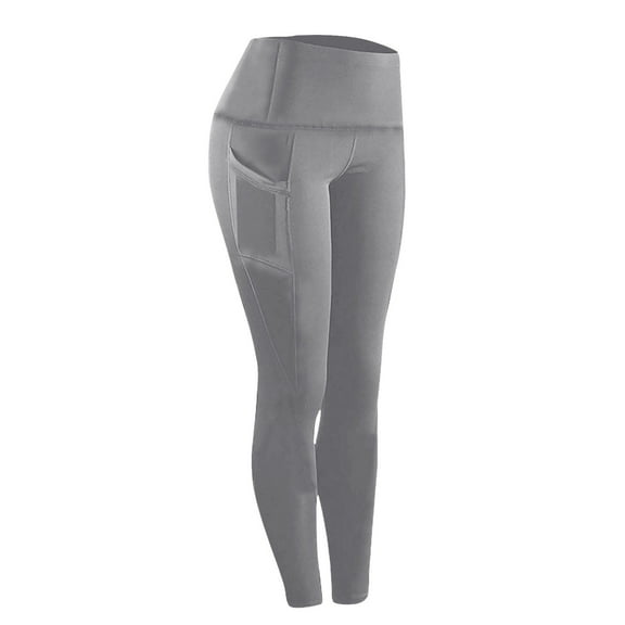 Hueook Leggings with Pockets for Women Tummy Control Yoga Pants Butt Lifting Women's Leggings High Waisted Women Workout Out Pocket Leggings Fitness Sports Running Yoga Athletic Pants Gray M