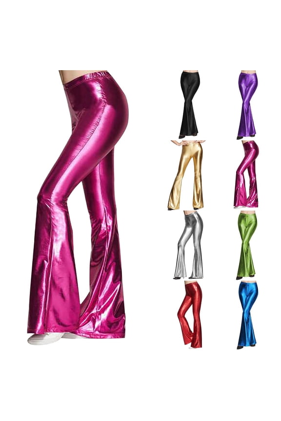 Leggings for Women Leggings Women's Casual Fashion Solid Leather Slim Flare Pants Red M