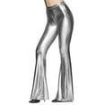 thumbnail image 1 of Hueook Leggings for Women Leggings Women's Casual Fashion Solid Leather Slim Flare Pants Silver L, 1 of 2