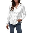 thumbnail image 1 of Black and Friday/Cyber .Monday Deals Hueook Long Sleeve Turndown Collar Blouse Shirt Women Button Shirt Strapless Thin Keep Warm Top Long Sleeve Tops Blouse, 1 of 4