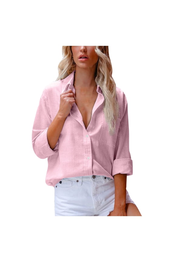 Hueook Long Sleeve Turndown Collar Blouse Shirt Women Button Shirt Strapless Thin Keep Warm Top Long Sleeve Tops Blouse
