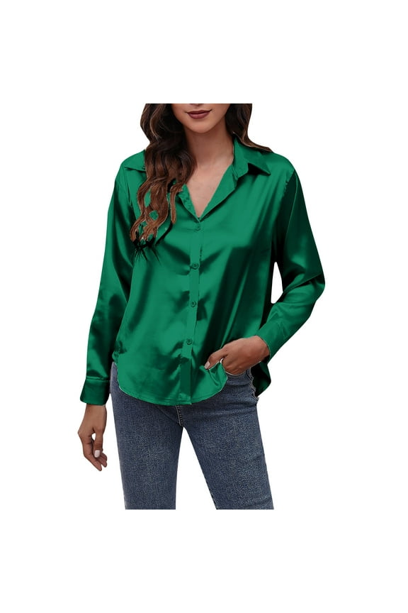 Hueook Long Sleeve Turndown Collar Blouse Shirt Women Button Shirt Strapless Thin Keep Warm Top Long Sleeve Tops Blouse