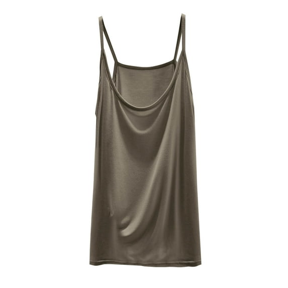 Hueook Long Vest for Women Fashion Women's Summer Casual Solid Color Loose Round-neck Camisoles Tank Green 4X