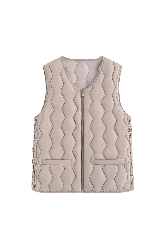 Long Vest for Women Women's Fashion Solid Color Sleeveless Zipper Blouses Waistcoat Warm Tops Outwear Gray 5X