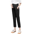 thumbnail image 1 of Hueook Maternity Pants Barrel Pregnant Women's Fashionable High Waisted and Belly Supported Suit Pants Work Pants Straight Leg Pants Black XL, 1 of 8