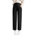 thumbnail image 1 of Hueook Maternity Pants Workout Pregnant Women's Solid Color Long Pants for Spring and Fall Elastic Waist Outerwear Belly Support Non-Tight Belly Pants Black M, 1 of 6