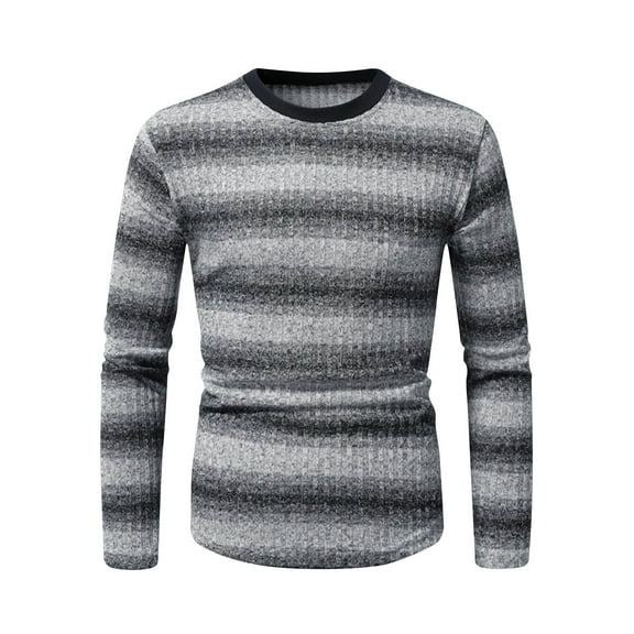 Hueook Mens Sweater Man Fashiom Solid Color Intensification Warm Round Neck Shirt Sweater Blouse Gray 3X
