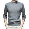 thumbnail image 1 of Hueook Mens Sweater Men Casual Printing Round Neck Solid Color Long Sleeve Striped Knit Sweater Gray XL, 1 of 8