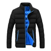 Hueook Mens Winter Coats with Hood Clearance Long Sleeve Fall Winter Warm Puffer Jacket with Pockets Fashion Printed Long Cardigan Tops