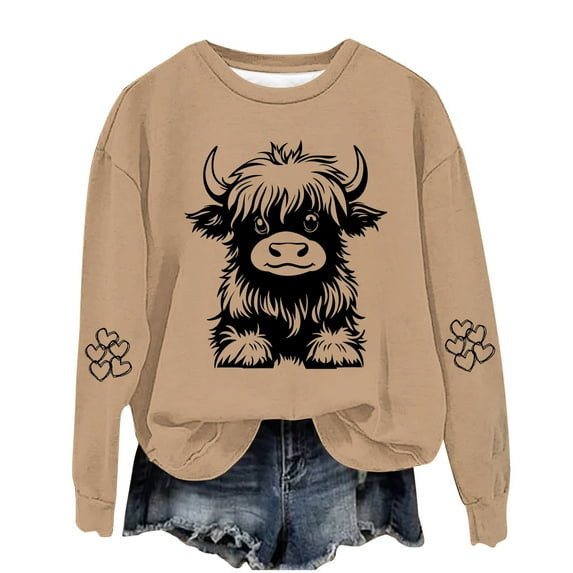 Hueook Mock Neck Sweatshirt Women Fashion Winter Women Printed Sweatshirt Hooded Sweatshirts Blouses Beige S