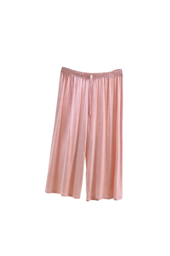 Model Capri Pants Straight Leg Sweatpants Women's Fashion Summer Elastic Waist Comfy Casual Regular Home Short Pants Pink XXXL