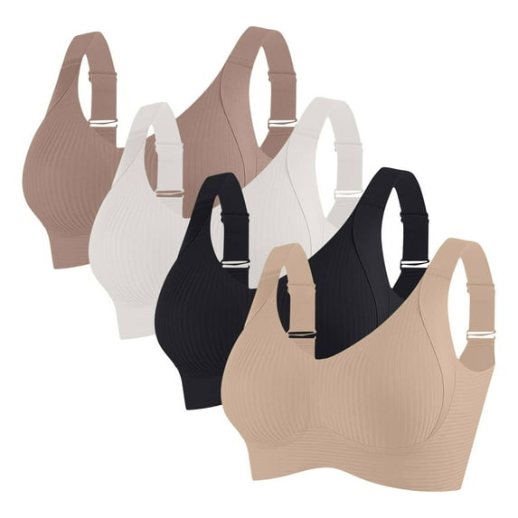 Hueook Nursing Bra Women Fashion Sports Bra Underwear Bra Everyday Underwear White M