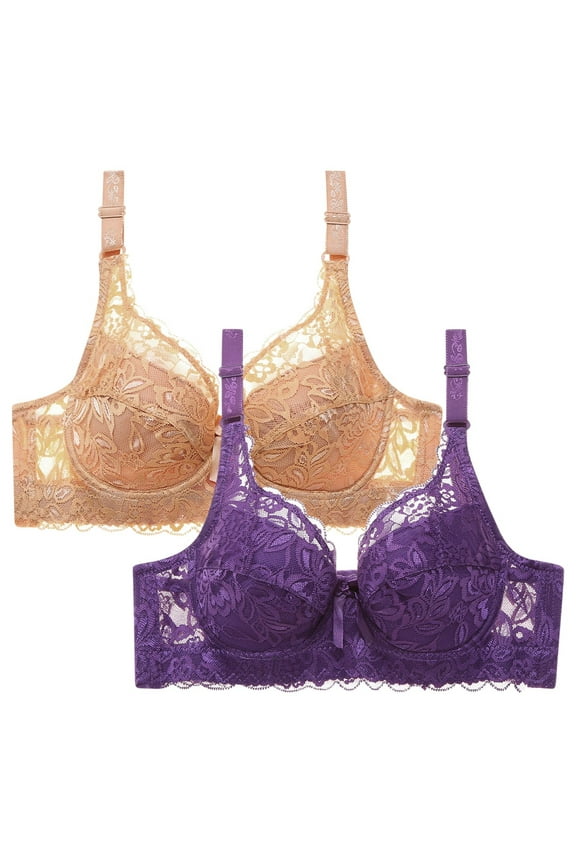 Nursing Bras for Breastfeeding 2PC Women Leopard-Print Front Buckles Underwear No Steel Close Bra Khaki 40D