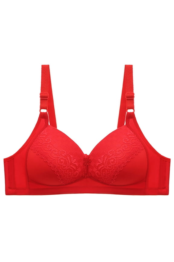 Nursing Bras for Breastfeeding Woman's Solid Color Comfortable Hollow Out Perspective Bra Underwear No Rims Red 3X