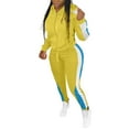 thumbnail image 1 of Hueook Outfits For Women 2 Piece Sets Womens Color Block Casual Hooded Zipper Jacket Two-Piece Set Yellow M, 1 of 8