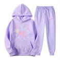 thumbnail image 1 of Hueook Outfits for Women 2 Piece Sets Women's Casual Printed Pocket Hoodie with Long Sleeves and Pants Set Purple M, 1 of 5