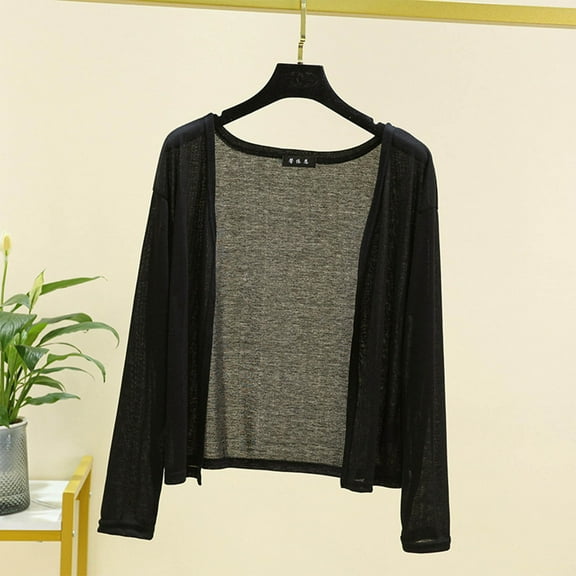 Hueook Oversized Cardigans for Women Long Sleeved Shirt Cardigan Black 2X