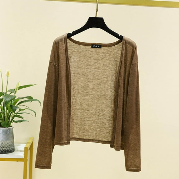 Hueook Oversized Cardigans for Women Long Sleeved Shirt Cardigan Coffee M