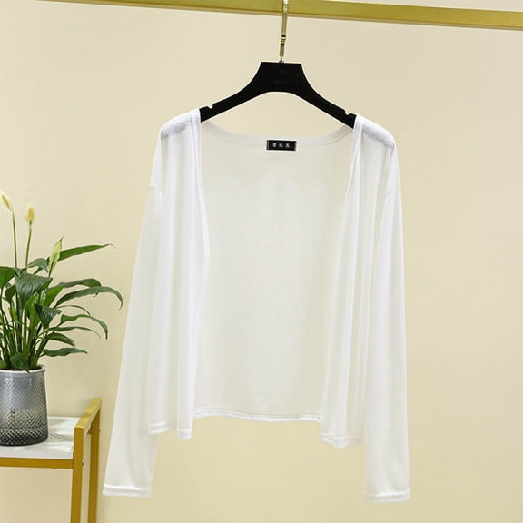 Hueook Oversized Cardigans for Women Long Sleeved Shirt Cardigan White 2X