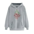 thumbnail image 1 of Hueook Oversized Sweatshirt for Women Women's Christmas Small Print Pocket Shoulder Sleeves Long Sleeved Top Hooded Sweatshirt Gray M, 1 of 3