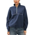 thumbnail image 1 of Hueook Oversized Sweatshirt for Women Women's Half Zip Hoodie with Contrasting Long Sleeves and A Stylish Top Blue M, 1 of 6