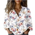thumbnail image 1 of Hueook Oversized Tshirts for Women Fashion Solid Button Shirt Female V-Neck Loose T-shirt Blouse Multicolor 3X, 1 of 5