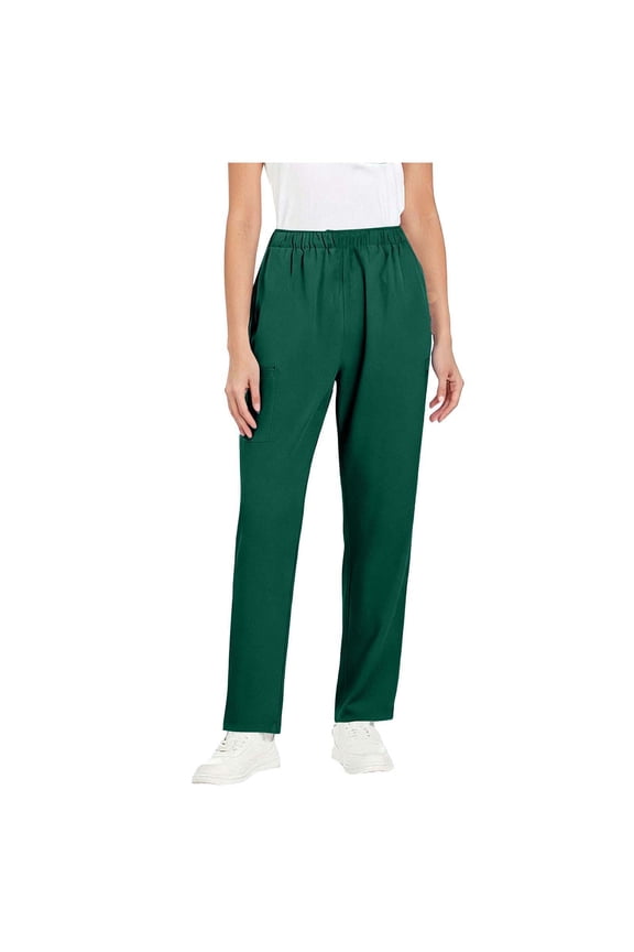 Pants Womens Scrub Pants Women's Solid Color Straight Barrel Elastic Waist Nursing Worker Pants Army Green 5X