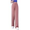 thumbnail image 1 of Hueook Pants for Women Elastic Waist Pants Barrel Ladies' Ice Silk High Waist Drooping Casual Loose Narrow Straight Leg Pants Pink S, 1 of 7