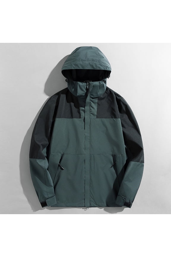 Plus Size Rainjacket Long Hooded Active Detachable Cap and Windproof Thick Three-in-one Jacket Outdoor Sports Warm Jacket Army Green 4X