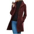 thumbnail image 1 of Hueook Puffer Jacket Women Child Matching Hooded Coat Women's Solid Casual Thicken Wool Stand Collar Inner Lining Pocket Breasted Pea Mao Coat Wine 3X, 1 of 5