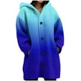 thumbnail image 1 of Hueook Puffer Jacket Womens Daily Printed Long Sleeved Knitted Cardigan Button Up Hooded Jacket Top Blue M, 1 of 5
