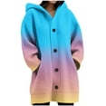 thumbnail image 1 of Hueook Puffer Jacket Womens Daily Printed Long Sleeved Knitted Cardigan Button Up Hooded Jacket Top Hot Pink S, 1 of 5