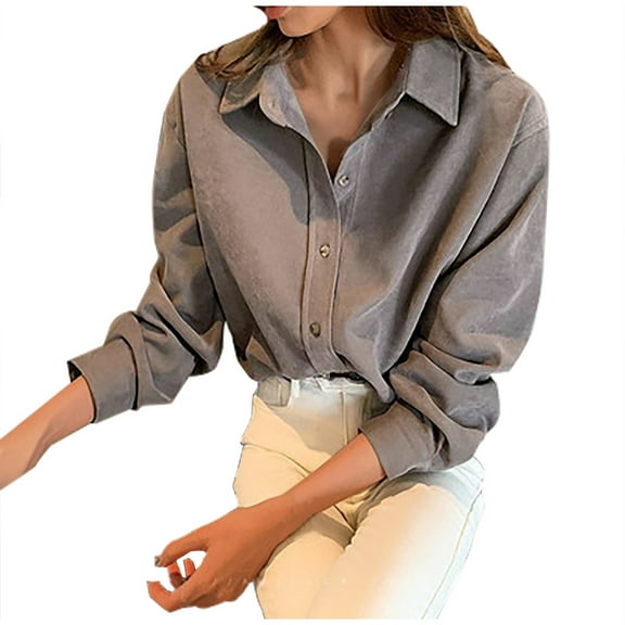 Hueook Puffer Jacket Womens Fall Coats for Women 2025 Women's Winter Corduroy Long Sleeved Brushed Shirt Jacket Long Sleeved Hooded Casual Jacket Gray M
