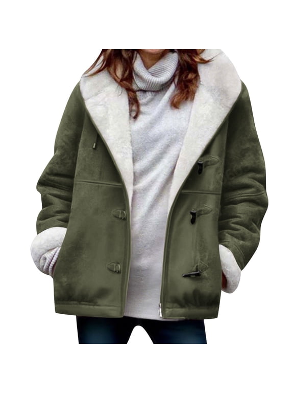 Puffer Jacket Womens Fleece Jacket Women Warm Quilted Jackets for Women Long Sleeve Floral Soild Puffer Jacket Coats with Pockets Army Green S