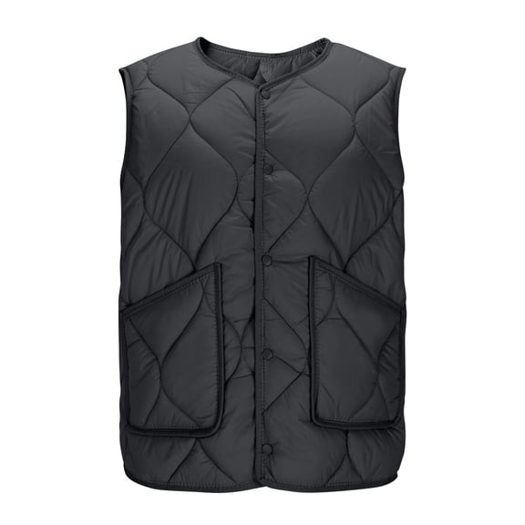 Hueook Puffer Vest Women Women's Warm Button Jacket Women's Home Coat Clothes Sleeveless Parkas with Pocket Black 5X
