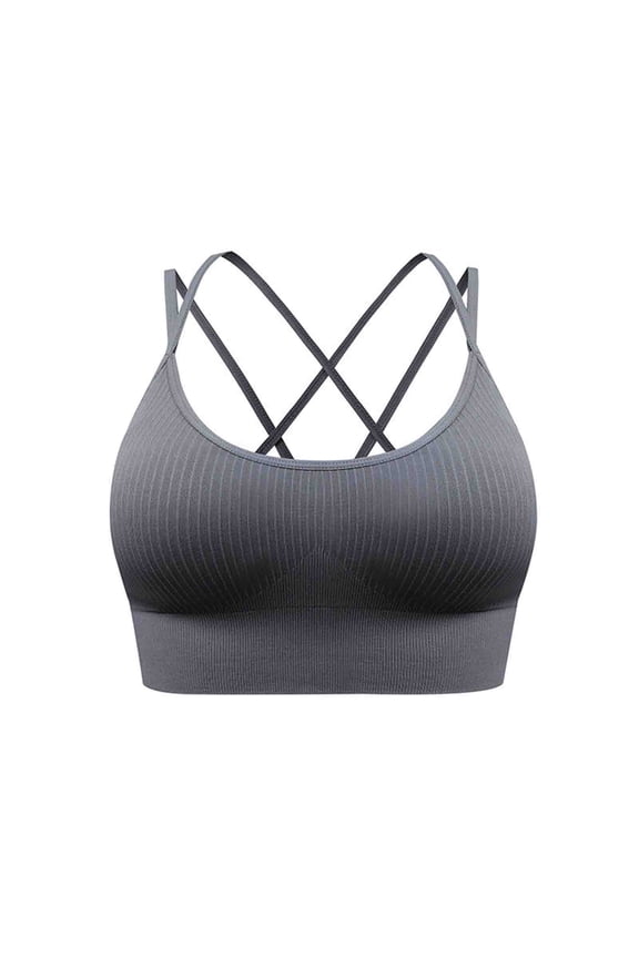 Pumping Bra Women Size Solid Color Back Sports Bra Fitness Clothes Running Drying Yoga Underwear Gray S