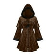 thumbnail image 1 of Hueook Quilted Jackets for Women Cos Medieval Hooded Coat Long Hooded Cardigan Pleated Shawl European and Role Playing Brown XL, 1 of 8