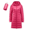 thumbnail image 1 of Hueook Quilted Jackets for Women Detachable Hat Lightweight and Long Lightweight and Slim Down Long Sleeve Parkas Coat Hot Pink 5X, 1 of 6