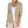 thumbnail image 1 of Hueook Sherpa Jacket Women Fashion Women Turn Down Collar 3/4 Sleeve Casual Coat Cardigan Blouse Beige 3X, 1 of 6