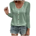 thumbnail image 1 of Hueook Shirts for Women Plus Size Long Sleeve Solid Color Fashion Casual Blouse Round Neck Pullover T-Shirt Tops, 1 of 6