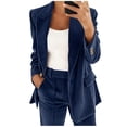 thumbnail image 1 of Hueook Shirts for Women Western Women's Fashion Solid Button Suit Coat Long Sleeve Hatless Casual Coat Blouse Blue S, 1 of 7